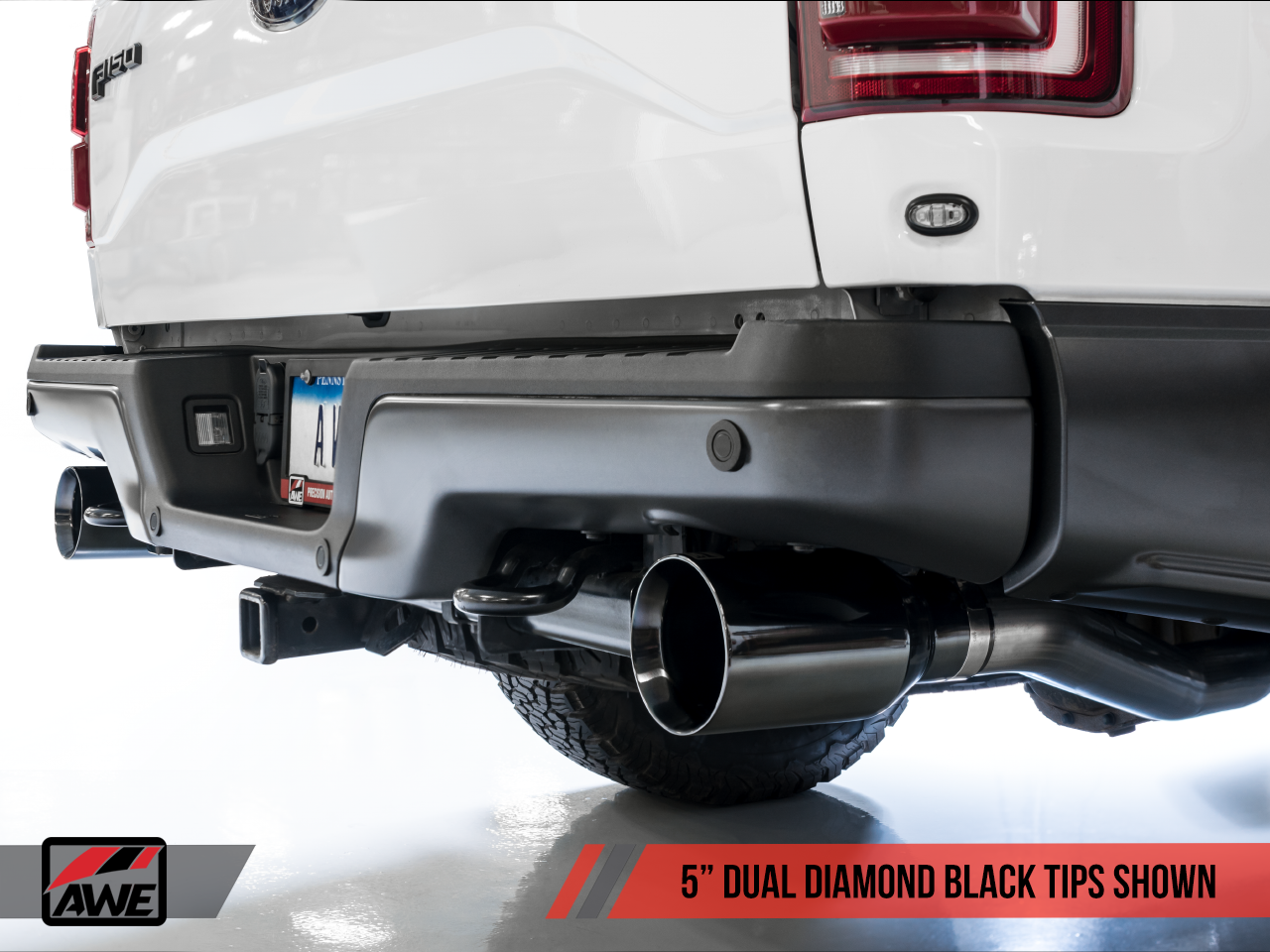 AWE Tuning 0FG Exhaust for Gen 2 Ford Raptor (Resonated Performance Cat-back) - Diamond Black 5" Tips