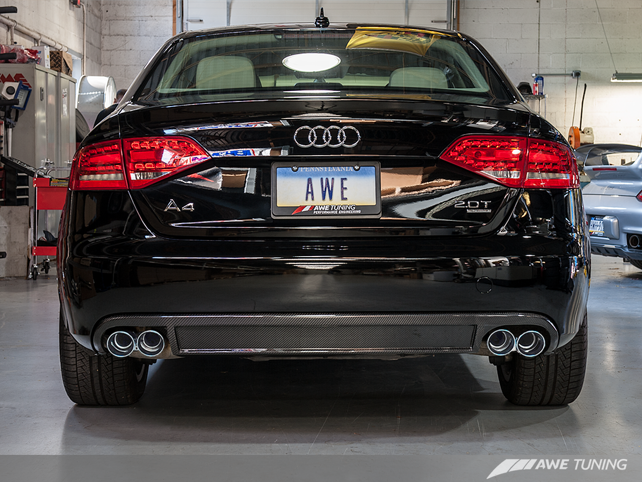 AWE Tuning Touring Edition Exhaust for B8 A4 2.0T - Quad Tip, Polished Silver Tips