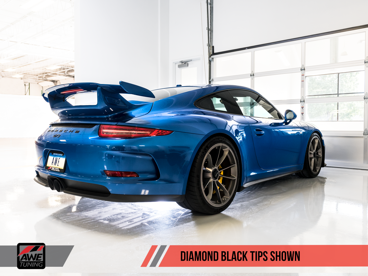 AWE Tuning Center Muffler Delete for Porsche 991.1 / 991.2 GT3 / RS - Diamond Black Tips