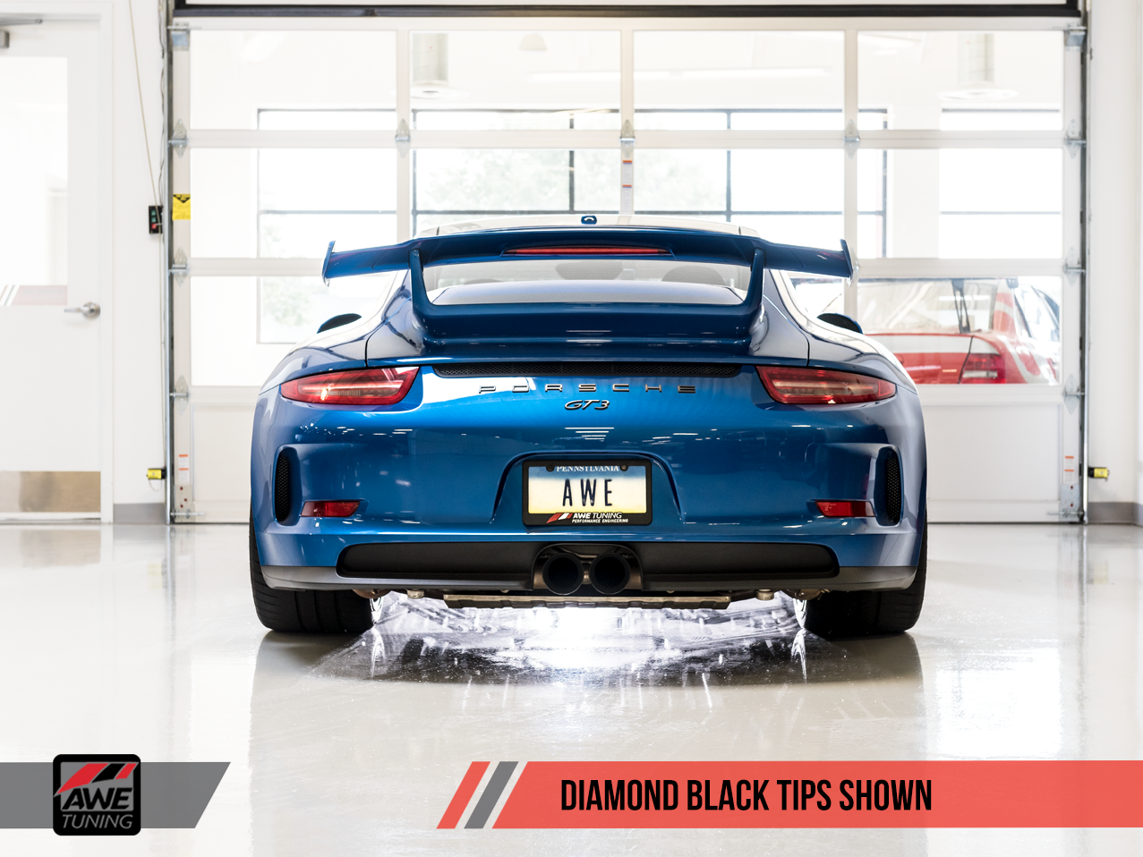 AWE Tuning Center Muffler Delete for Porsche 991.1 / 991.2 GT3 / RS - Diamond Black Tips