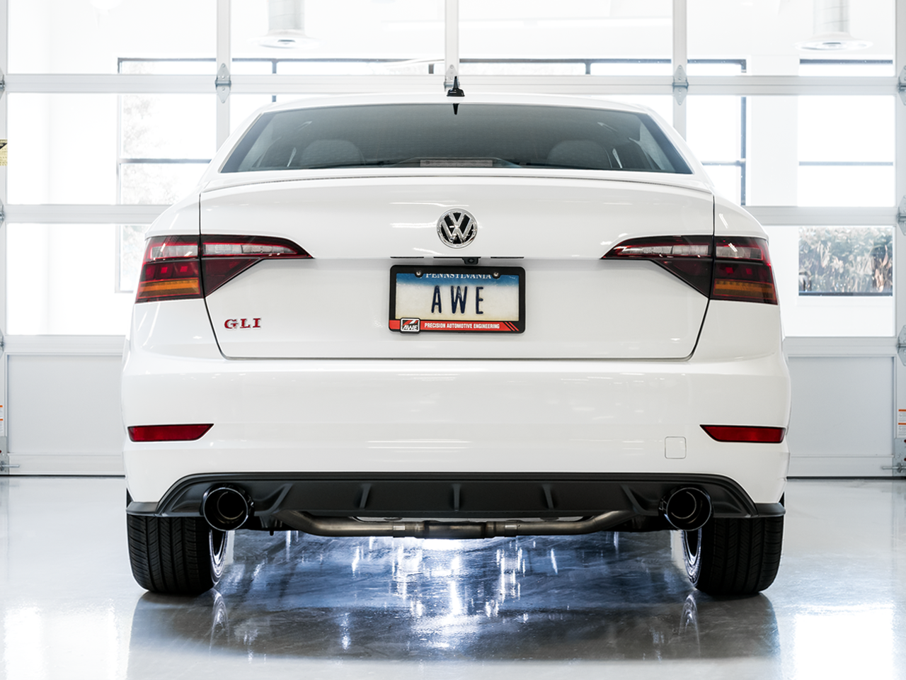 AWE Tuning Track Edition Exhaust - Resonated - for MK7 Jetta GLI w/ High Flow Downpipe (not included) - Diamond Black Tips