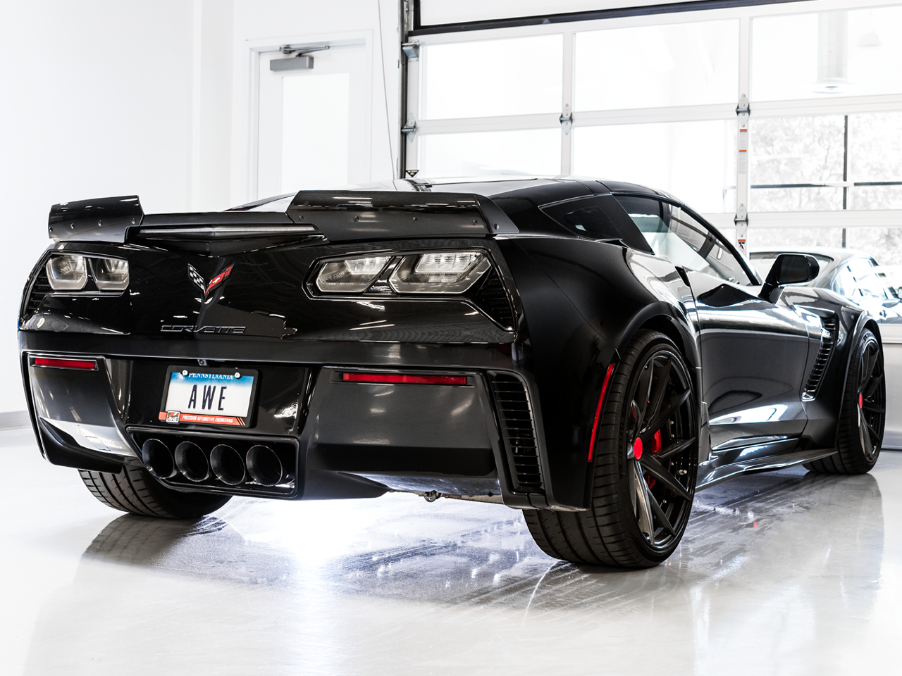 AWE Tuning Track Edition Axleback Exhaust for C7 Corvette Stingray / Z51 / Grand Sport / Z06 / ZR1 -- Diamond Black Tips (includes AWE Tuning AFM valve simulators)