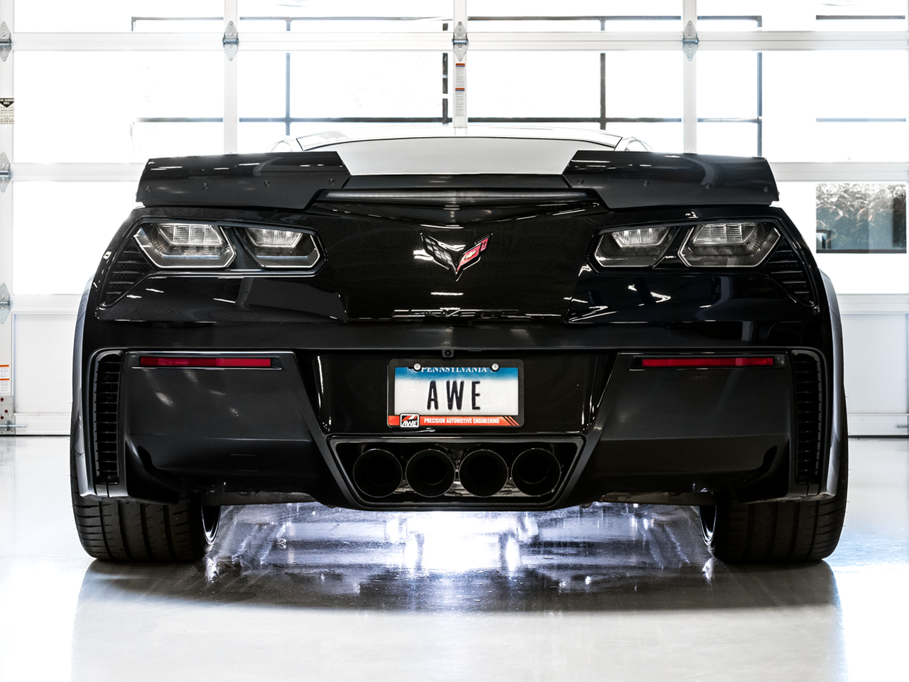 AWE Tuning Track Edition Axleback Exhaust for C7 Corvette Stingray / Z51 / Grand Sport / Z06 / ZR1 -- Diamond Black Tips (includes AWE Tuning AFM valve simulators)