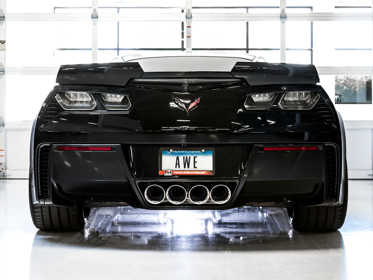 AWE Tuning Track Edition Axleback Exhaust for C7 Corvette Stingray / Z51 / Grand Sport / Z06 / ZR1 -- Chrome Silver Tips (includes AWE Tuning AFM valve simulators)