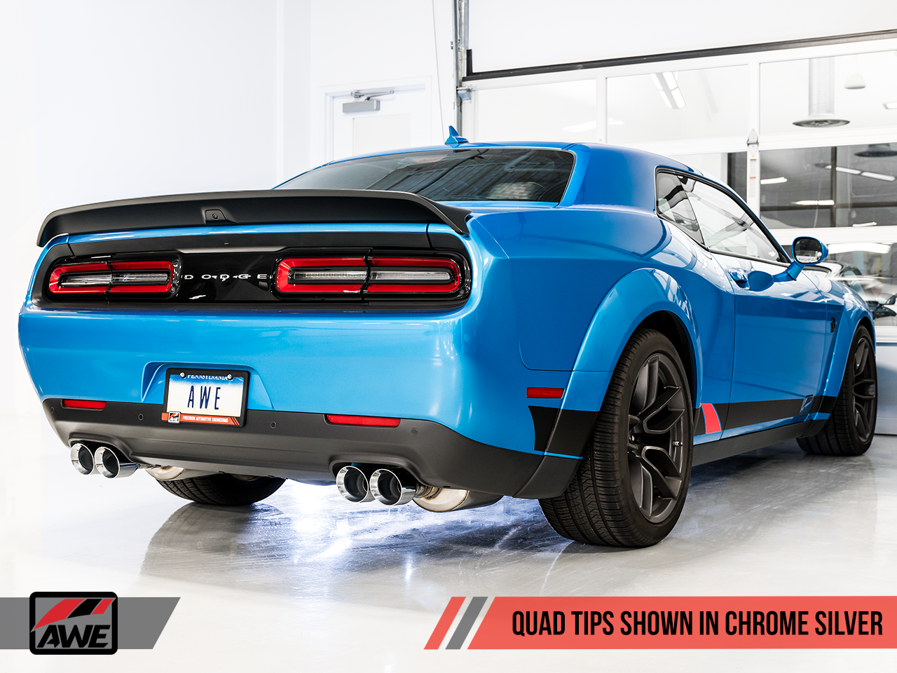 AWE Tuning Touring Edition Exhaust for 15+ Challenger 6.4 / 6.2 SC - Non-Resonated - Chrome Silver Quad Tips