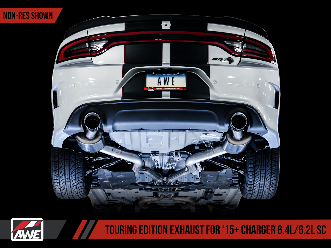 AWE Tuning Touring Edition Exhaust for 15+ Charger 6.4 / 6.2 SC - Non-Resonated - Chrome Silver Tips