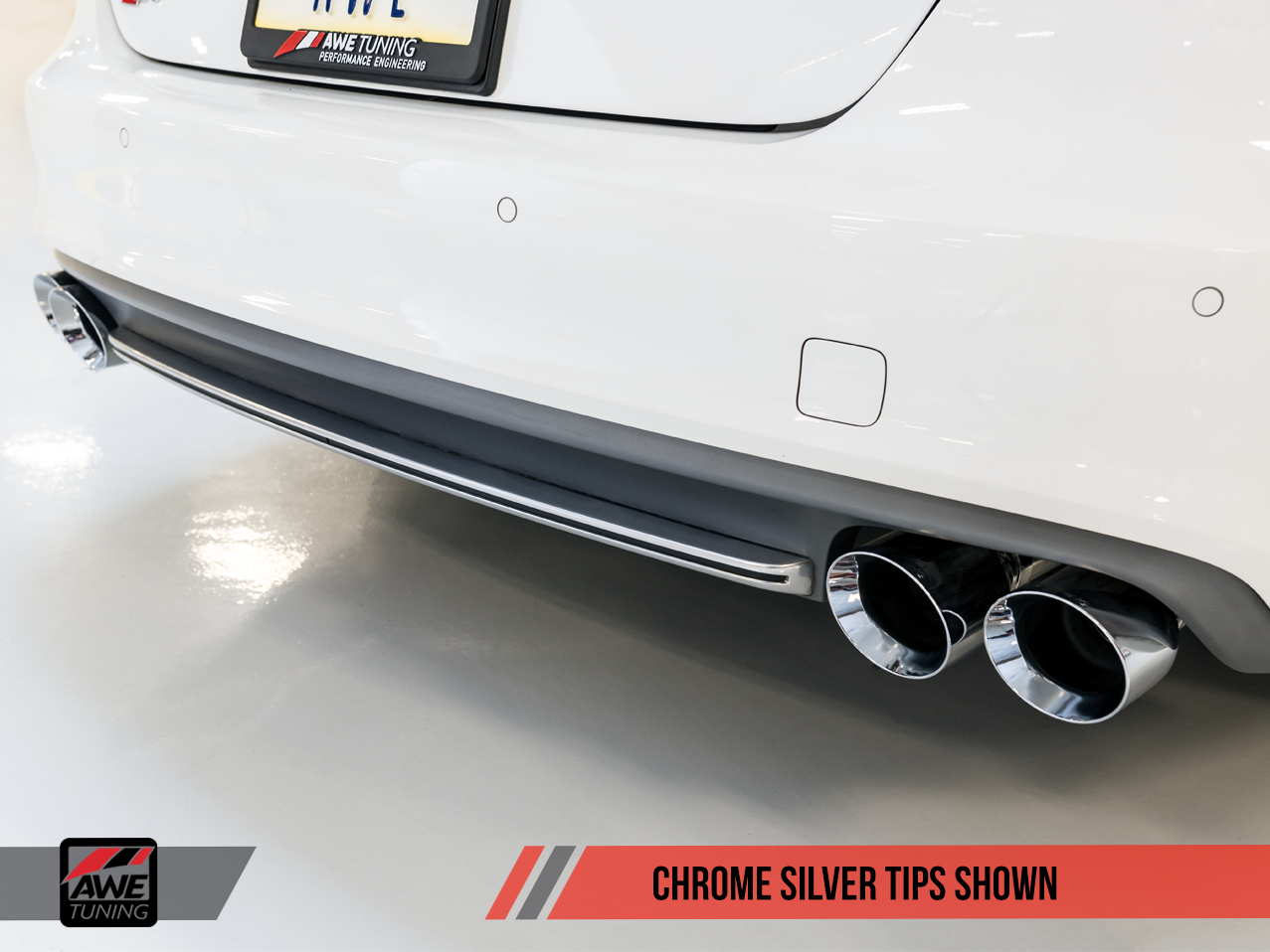 AWE Tuning Track Edition Exhaust for Audi C7 S7 4.0T - Chrome Silver Tips