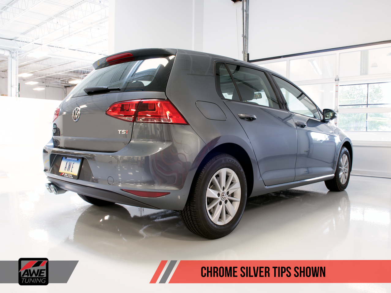 AWE Tuning Track Edition Exhaust for VW MK7 Golf 1.8T - Chrome Silver Tips (90mm)