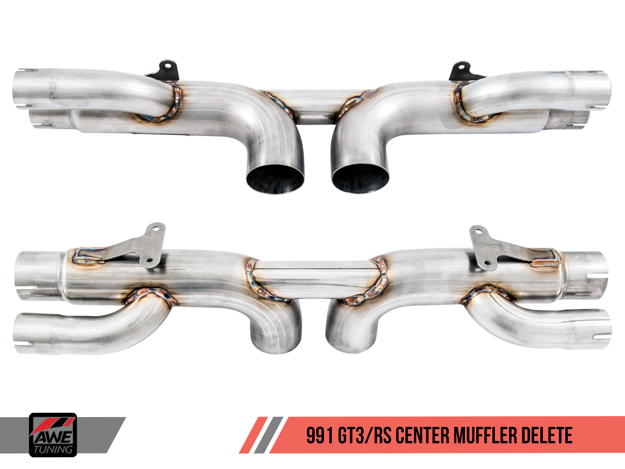AWE Tuning Center Muffler Delete for Porsche 991.1 / 991.2 GT3 / RS - Diamond Black Tips
