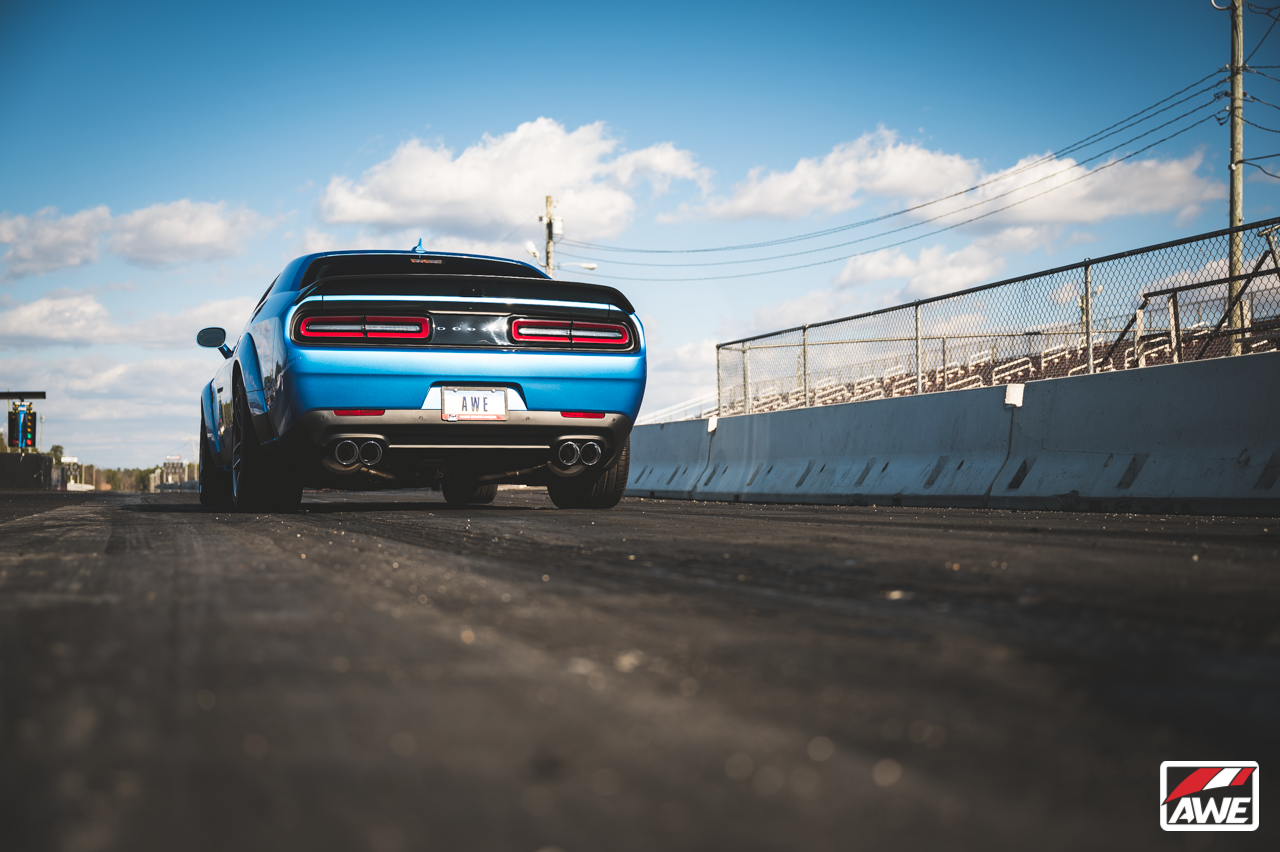 AWE Tuning Touring Edition Exhaust for 15+ Challenger 6.4 / 6.2 SC - Non-Resonated - Chrome Silver Quad Tips