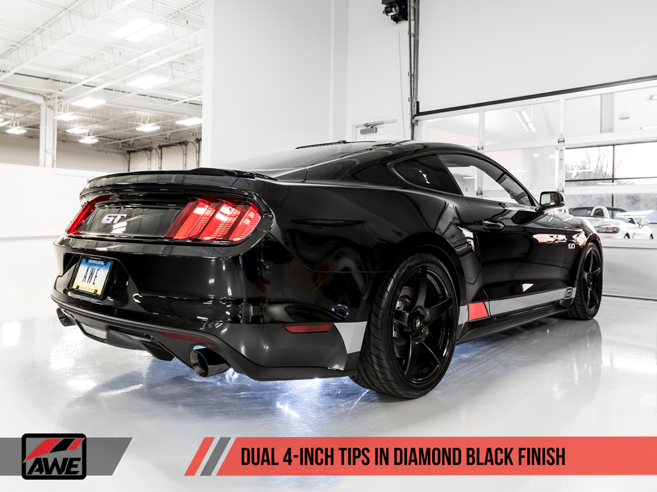 AWE Tuning Touring Edition Cat-back Exhaust for S550 Mustang GT - Dual Tip - Diamond Black Tips