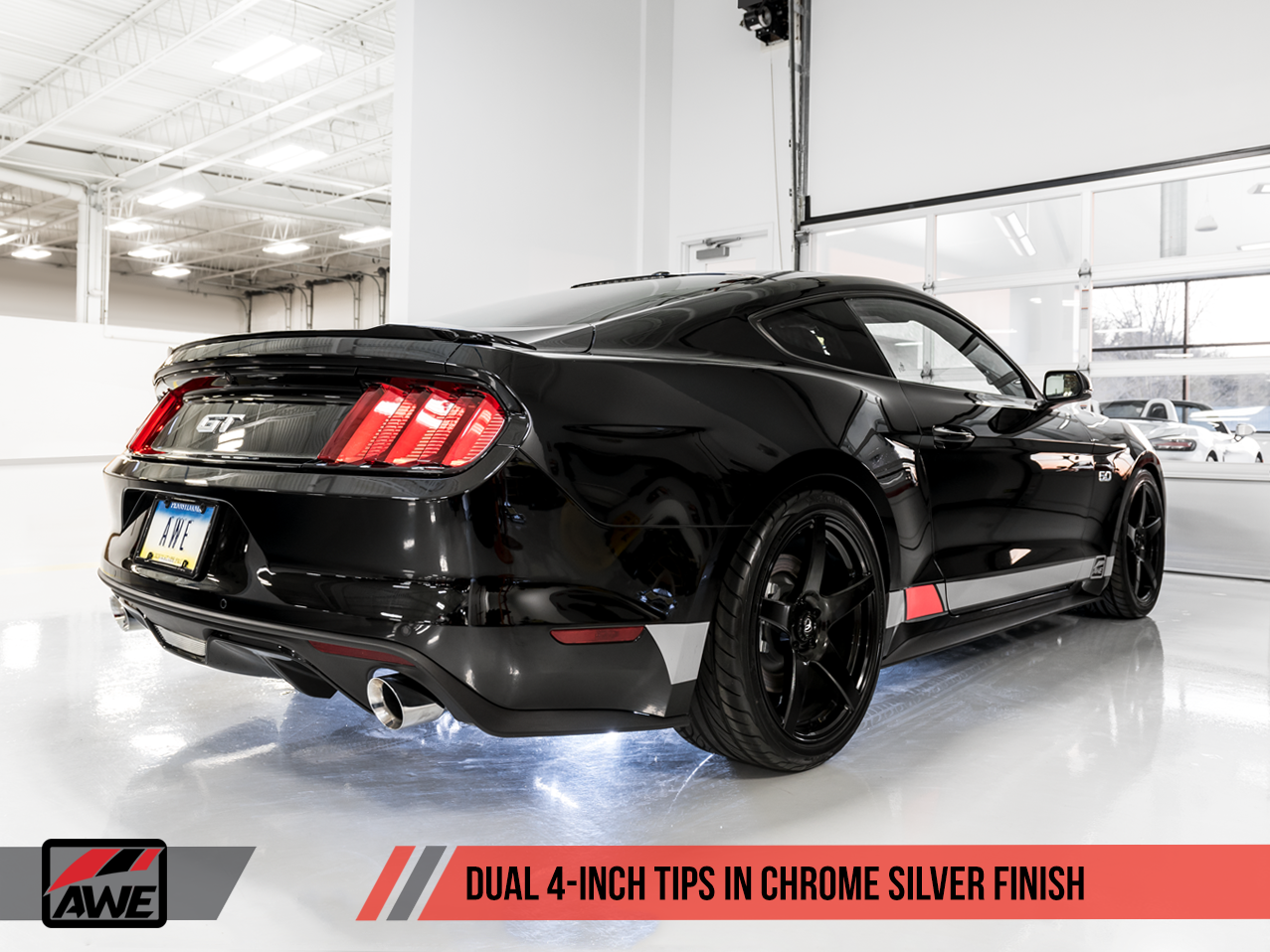 AWE Tuning Touring Edition Cat-back Exhaust for S550 Mustang GT - Dual Tip - Chrome Silver Tips