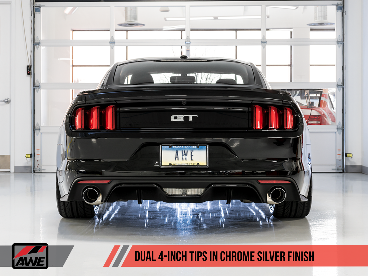 AWE Tuning Touring Edition Cat-back Exhaust for S550 Mustang GT - Dual Tip - Chrome Silver Tips