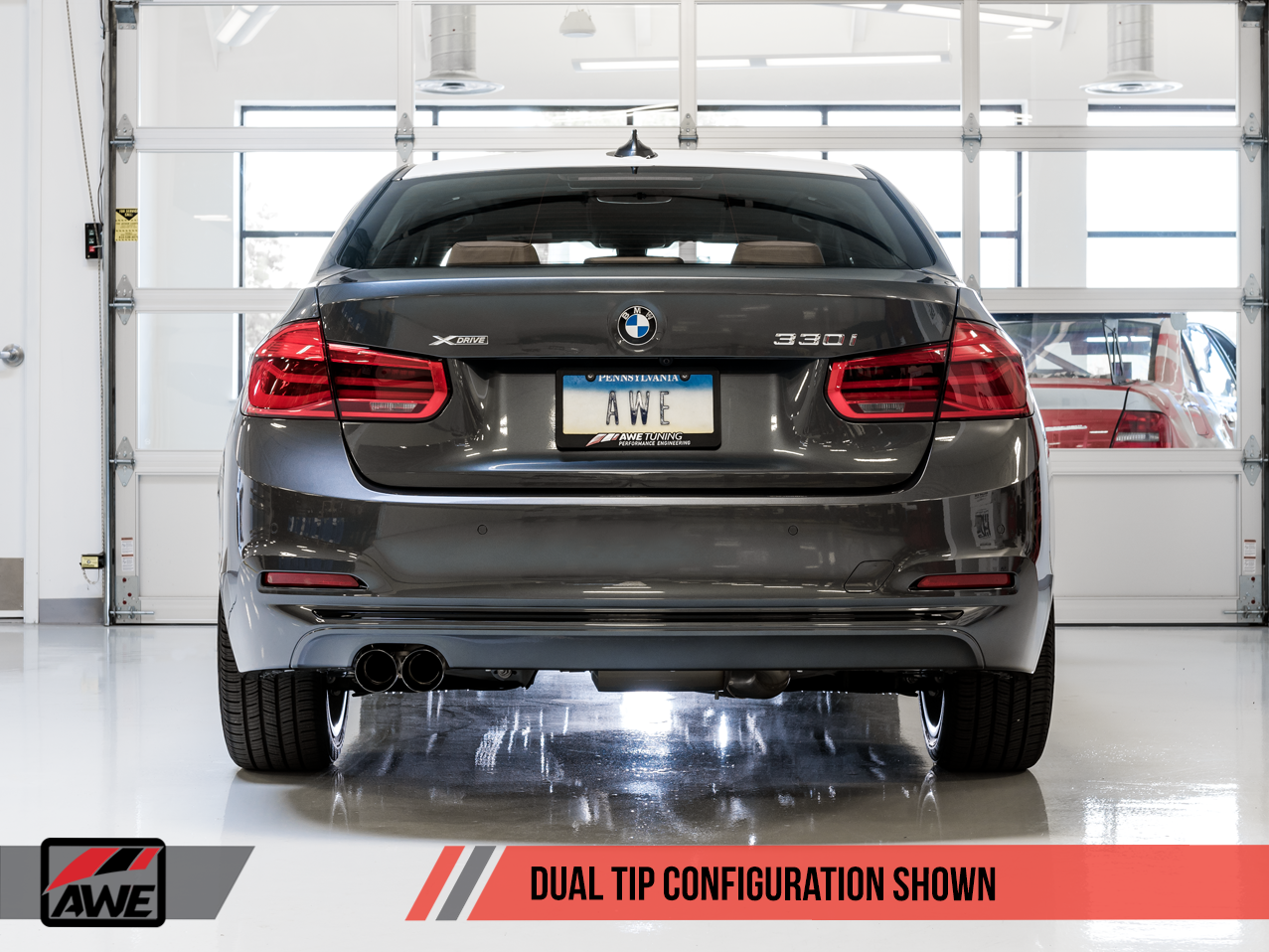 AWE Tuning Touring Edition Axle-back Exhaust for BMW F3X 28i / 30i, Single Side -- Diamond Black Tips (80mm)