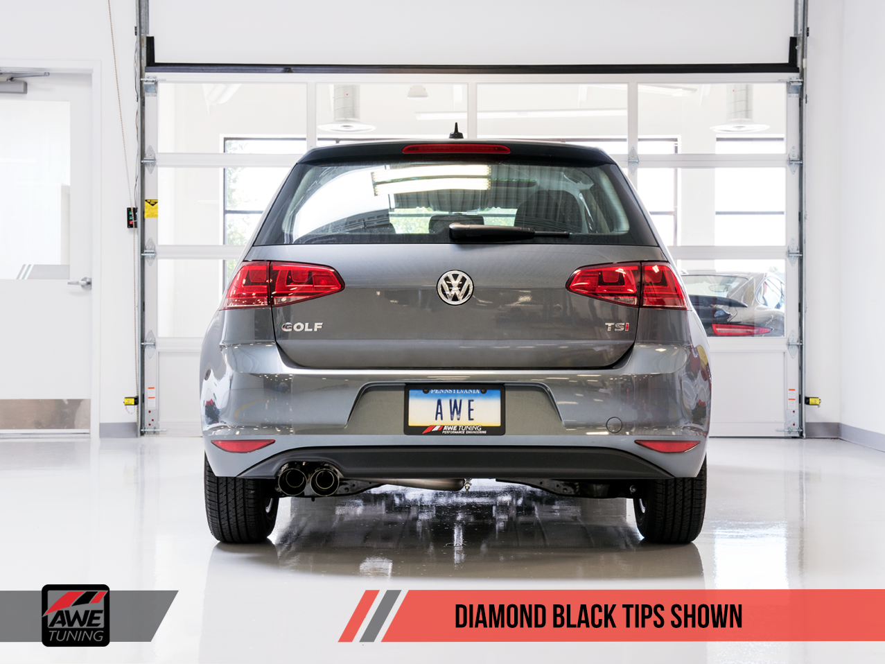 AWE Tuning Track Edition Exhaust for VW MK7 Golf 1.8T - Diamond Black Tips (90mm)