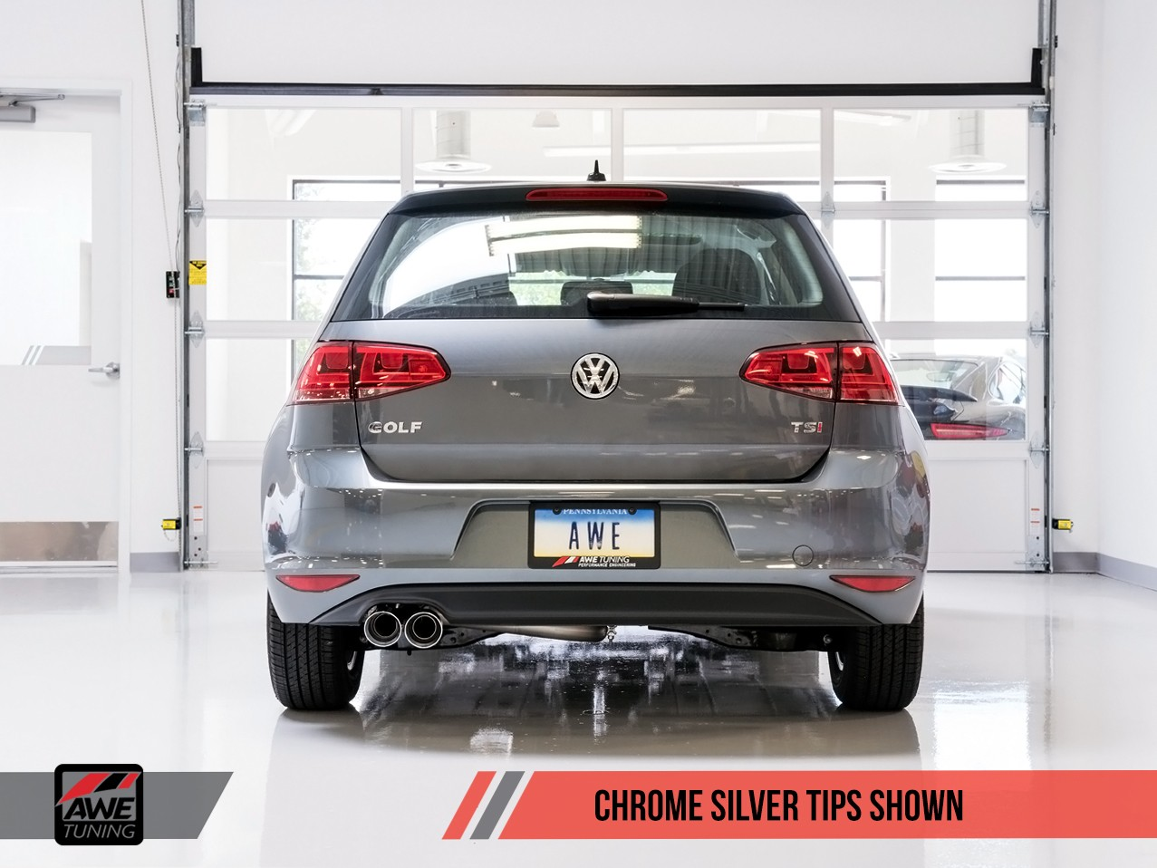 AWE Tuning Track Edition Exhaust for VW MK7 Golf 1.8T - Chrome Silver Tips (90mm)