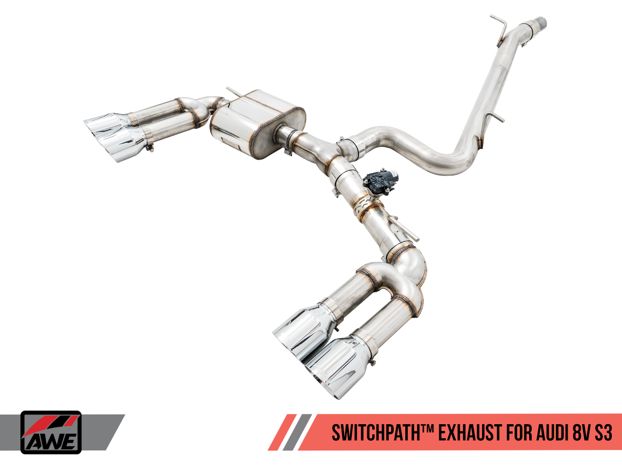 AWE Tuning SwitchPath Exhaust for Audi 8V S3 - Chrome Silver Tips, 102mm