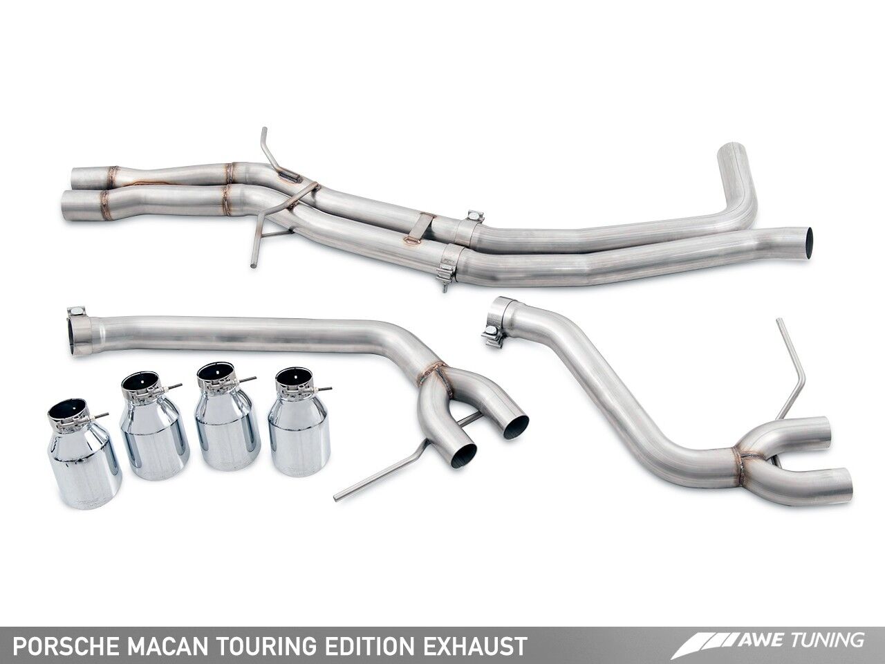 AWE Tuning Touring Edition Exhaust System for Porsche Macan S / GTS / Turbo - Chrome Silver 102mm Tips