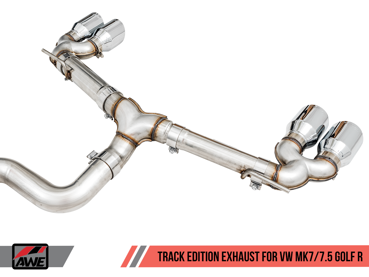 AWE Tuning Track Edition Exhaust for MK7 Golf R - Chrome Silver Tips, 102mm