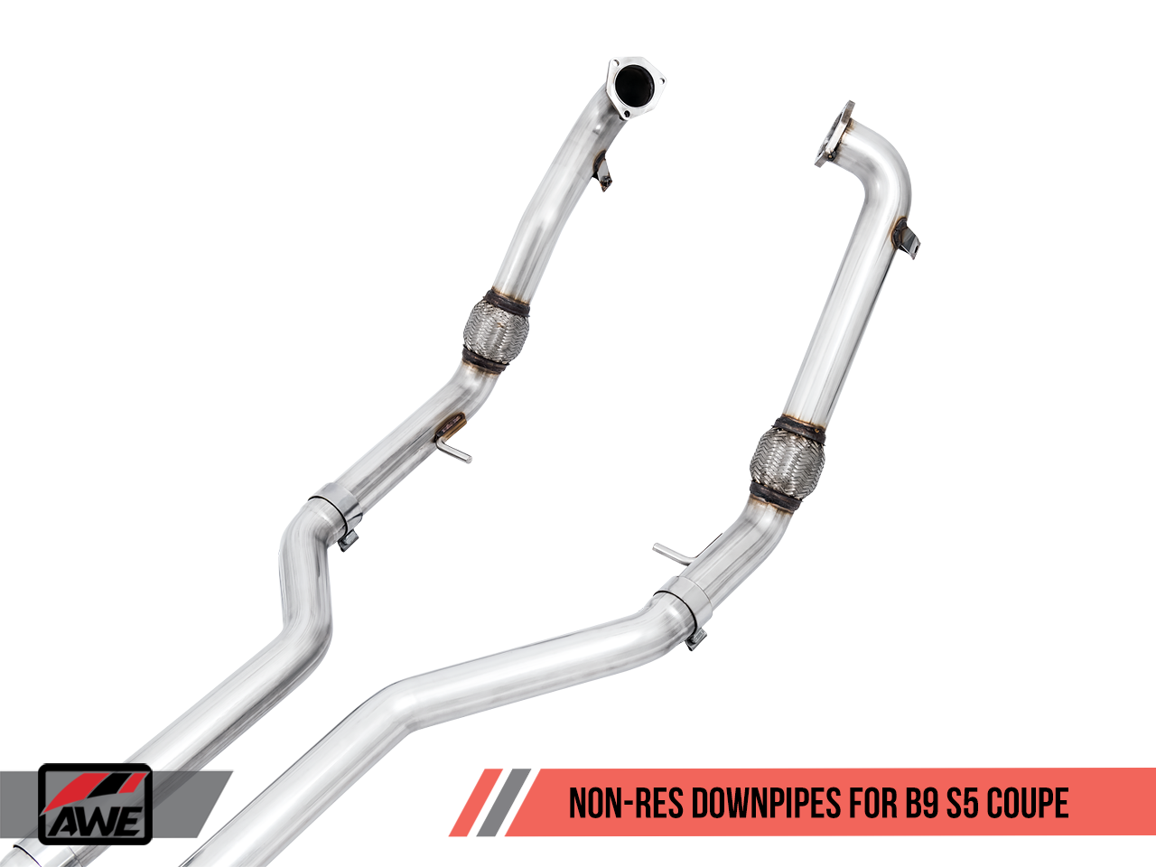 AWE Tuning SwitchPath Exhaust for Audi B9 S5 Coupe - Non-Resonated - Chrome Silver 102mm Tips
