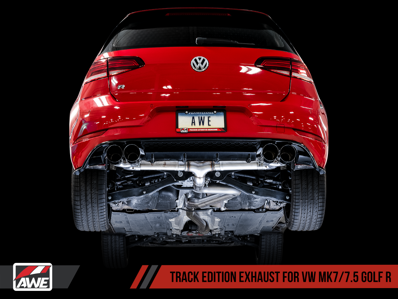 AWE Tuning Track Edition Exhaust for MK7 Golf R - Chrome Silver Tips, 102mm
