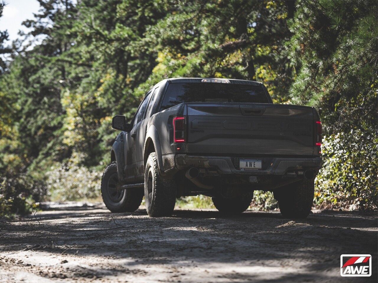 AWE Tuning 0FG Exhaust for Gen 2 Ford Raptor (Resonated Performance Cat-back) - Diamond Black 5" Tips