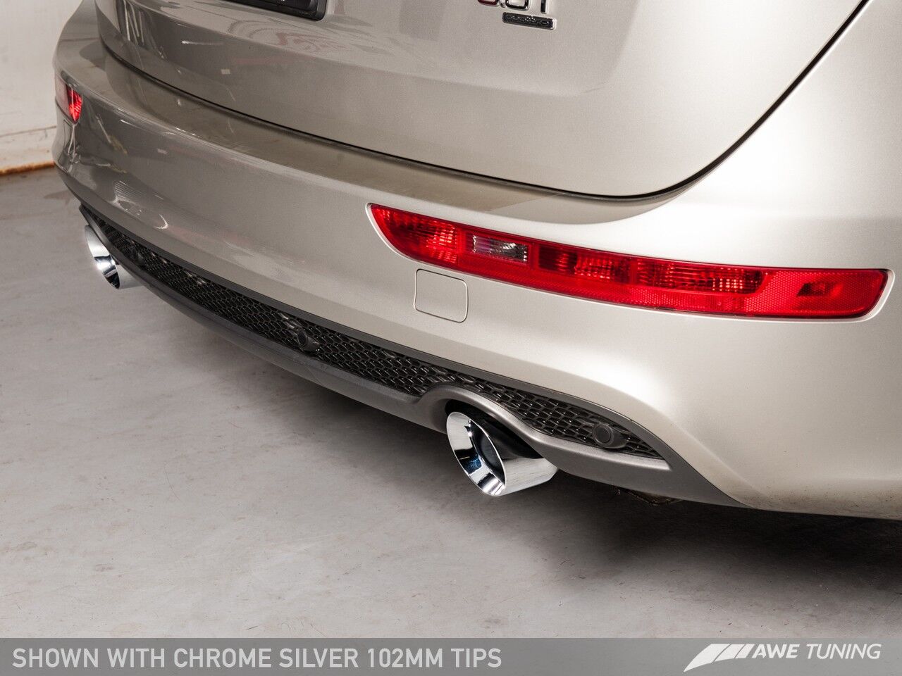 AWE Tuning Touring Edition Exhaust for 8R Q5 3.0T Dual Outlet, Chrome Silver Tips