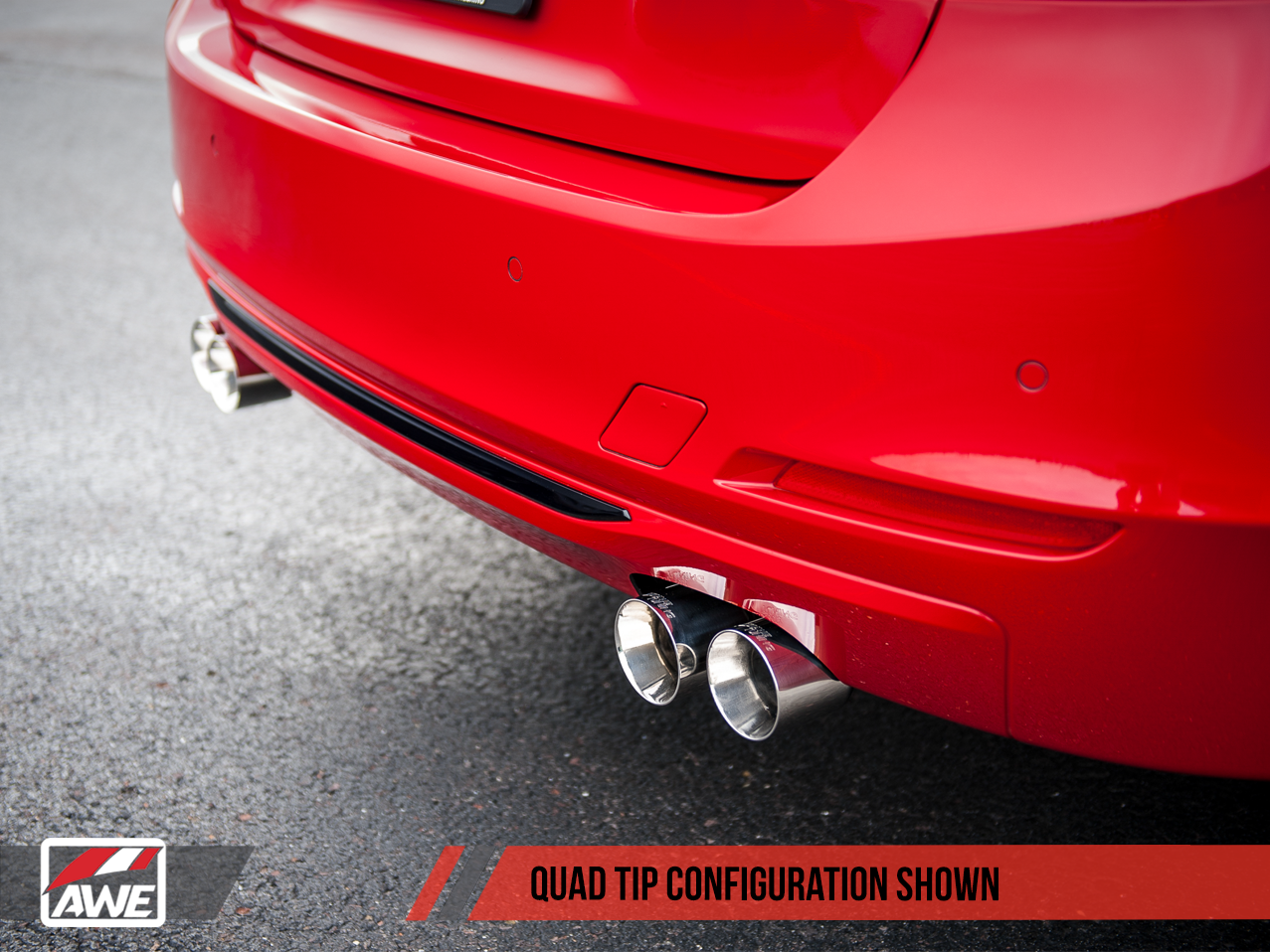 AWE Tuning Touring Edition Axle-back Exhaust, Quad Outlet for BMW F3X N20/N26 328i/428i - Chrome Silver Tips (80mm)