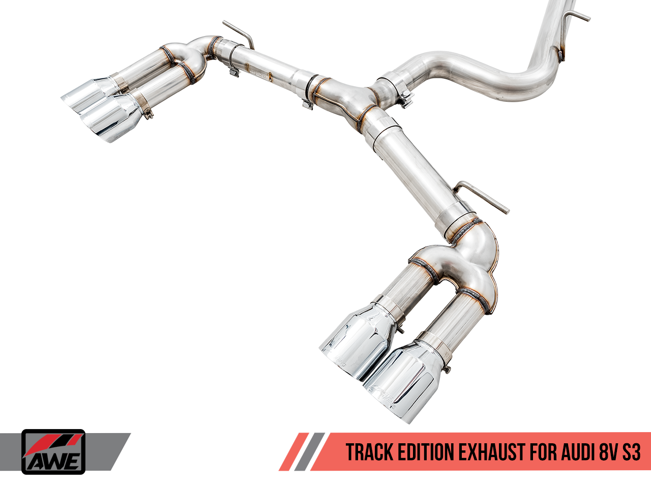 AWE Tuning Track Edition Exhaust for Audi 8V S3 - Chrome Silver Tips, 102mm