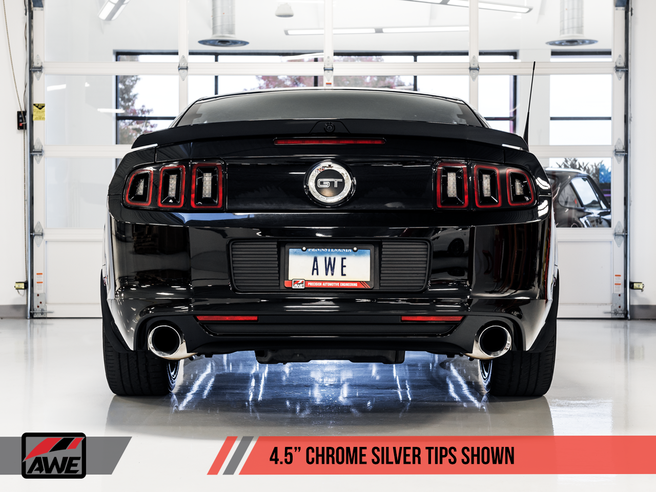 AWE Tuning Track Edition Axle-back Exhaust for the S197 Ford Mustang GT - Chrome Silver Tips