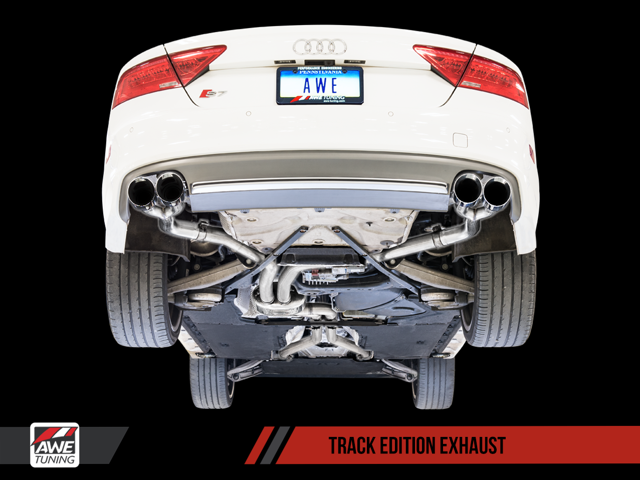 AWE Tuning Track Edition Exhaust for Audi C7 S7 4.0T - Chrome Silver Tips