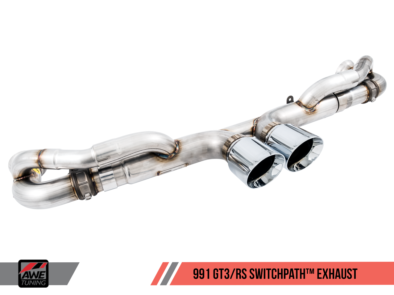 AWE Tuning SwitchPath Exhaust for Porsche 991.1 / 991.2 GT3 / RS - Chrome Silver Tips