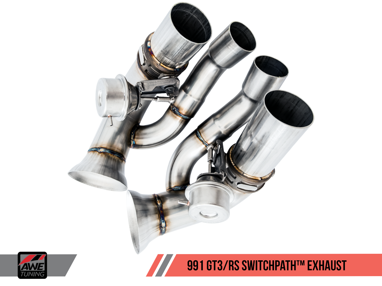 AWE Tuning SwitchPath Exhaust for Porsche 991.1 / 991.2 GT3 / RS - Chrome Silver Tips