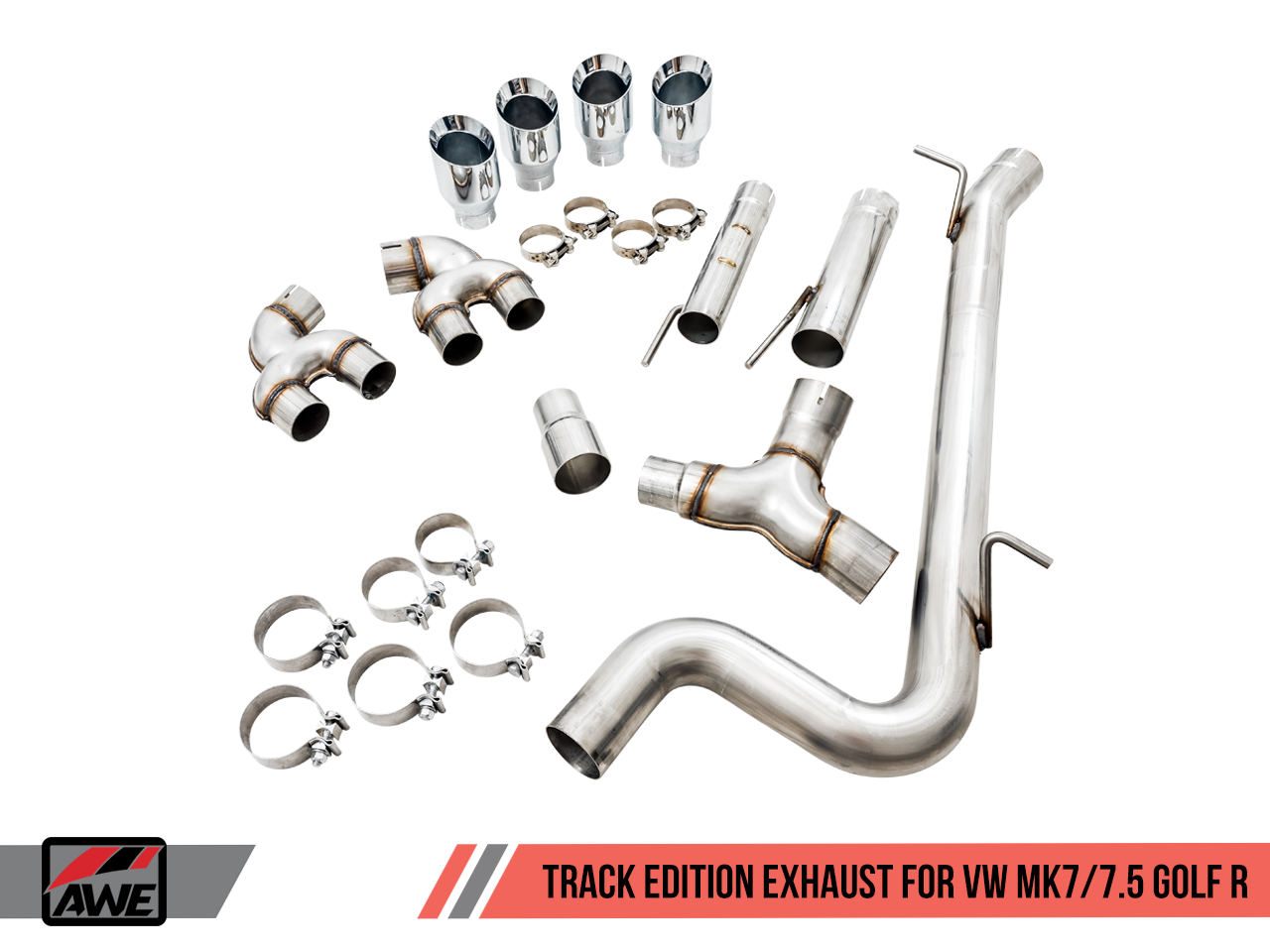 AWE Tuning Track Edition Exhaust for MK7.5 Golf R - Chrome Silver Tips, 102mm
