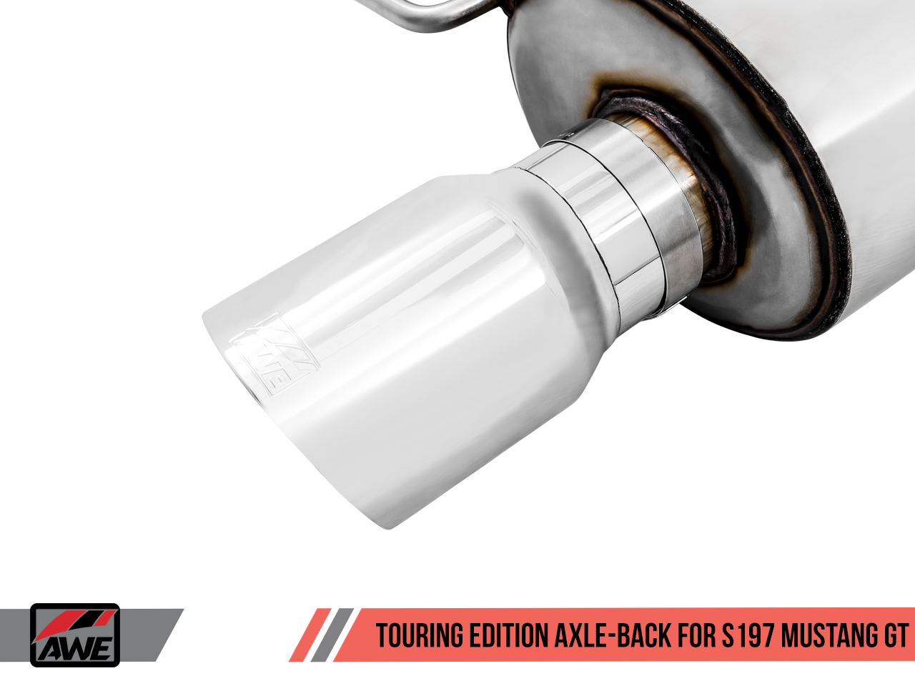 AWE Tuning Touring Edition Axle-back Exhaust for the S197 Ford Mustang GT - Chrome Silver Tips