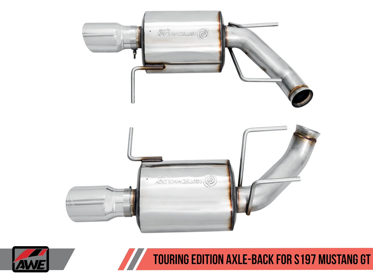 AWE Tuning Touring Edition Axle-back Exhaust for the S197 Ford Mustang GT - Chrome Silver Tips