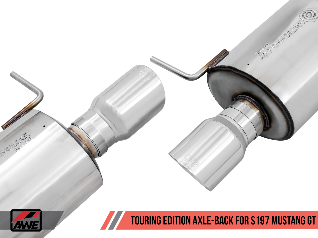 AWE Tuning Touring Edition Axle-back Exhaust for the S197 Ford Mustang GT - Chrome Silver Tips