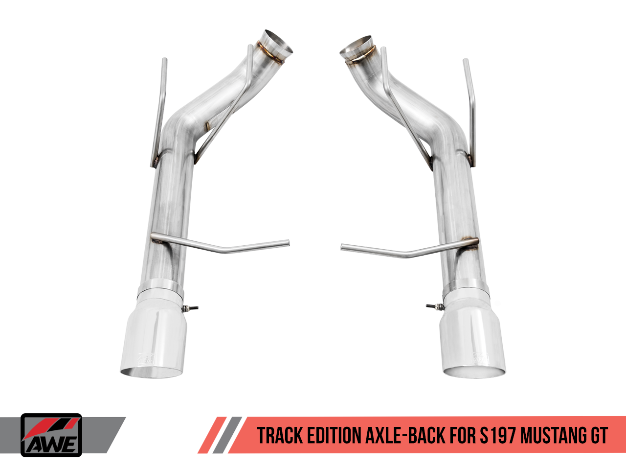 AWE Tuning Track Edition Axle-back Exhaust for the S197 Ford Mustang GT - Chrome Silver Tips