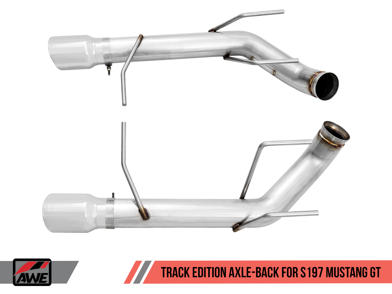 AWE Tuning Track Edition Axle-back Exhaust for the S197 Ford Mustang GT - Chrome Silver Tips
