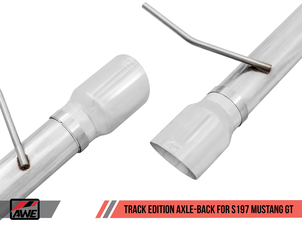 AWE Tuning Track Edition Axle-back Exhaust for the S197 Ford Mustang GT - Chrome Silver Tips