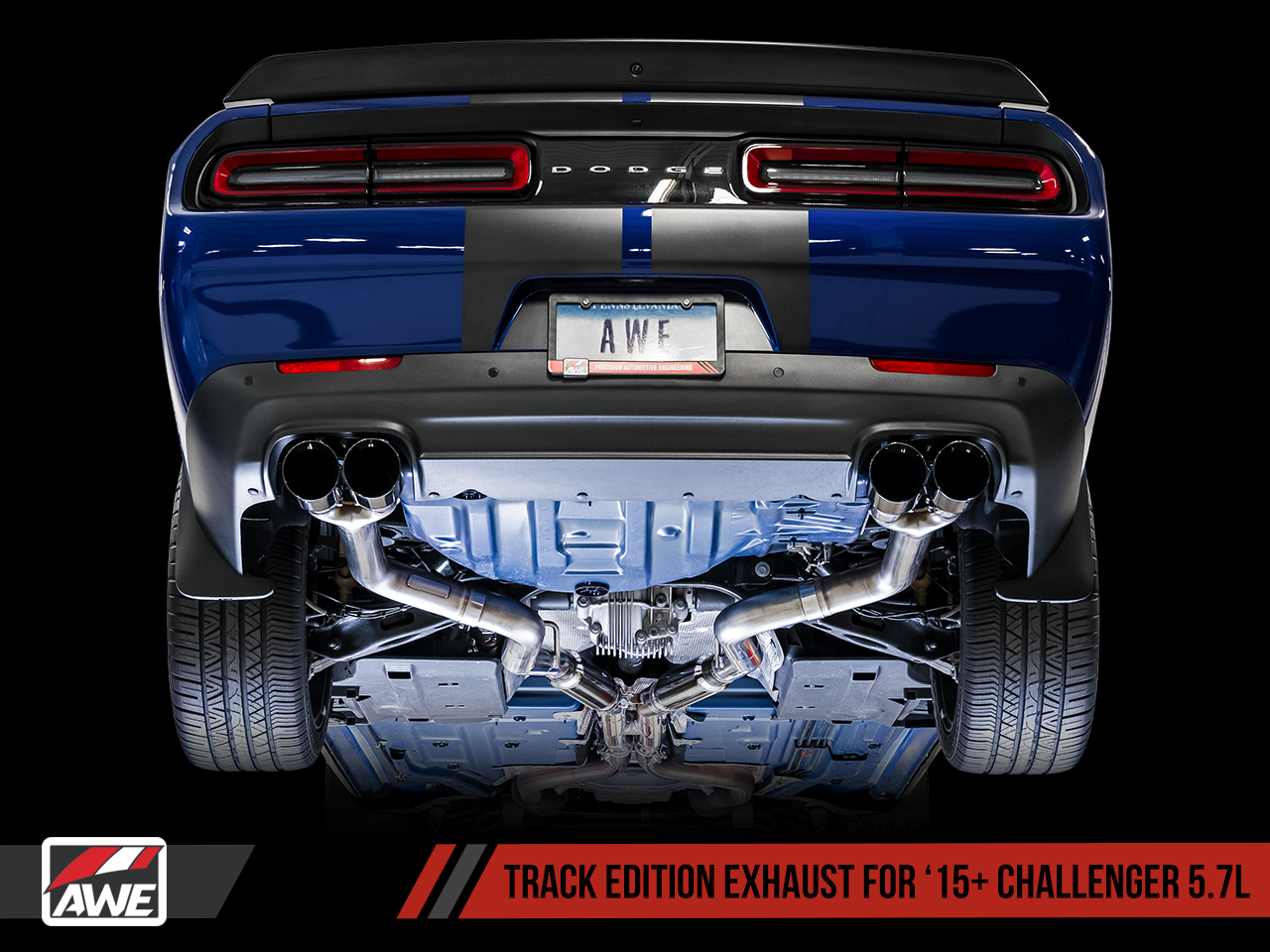 AWE Tuning Track Edition Exhaust for 17+ Challenger 5.7 - Chrome Silver Quad Tips