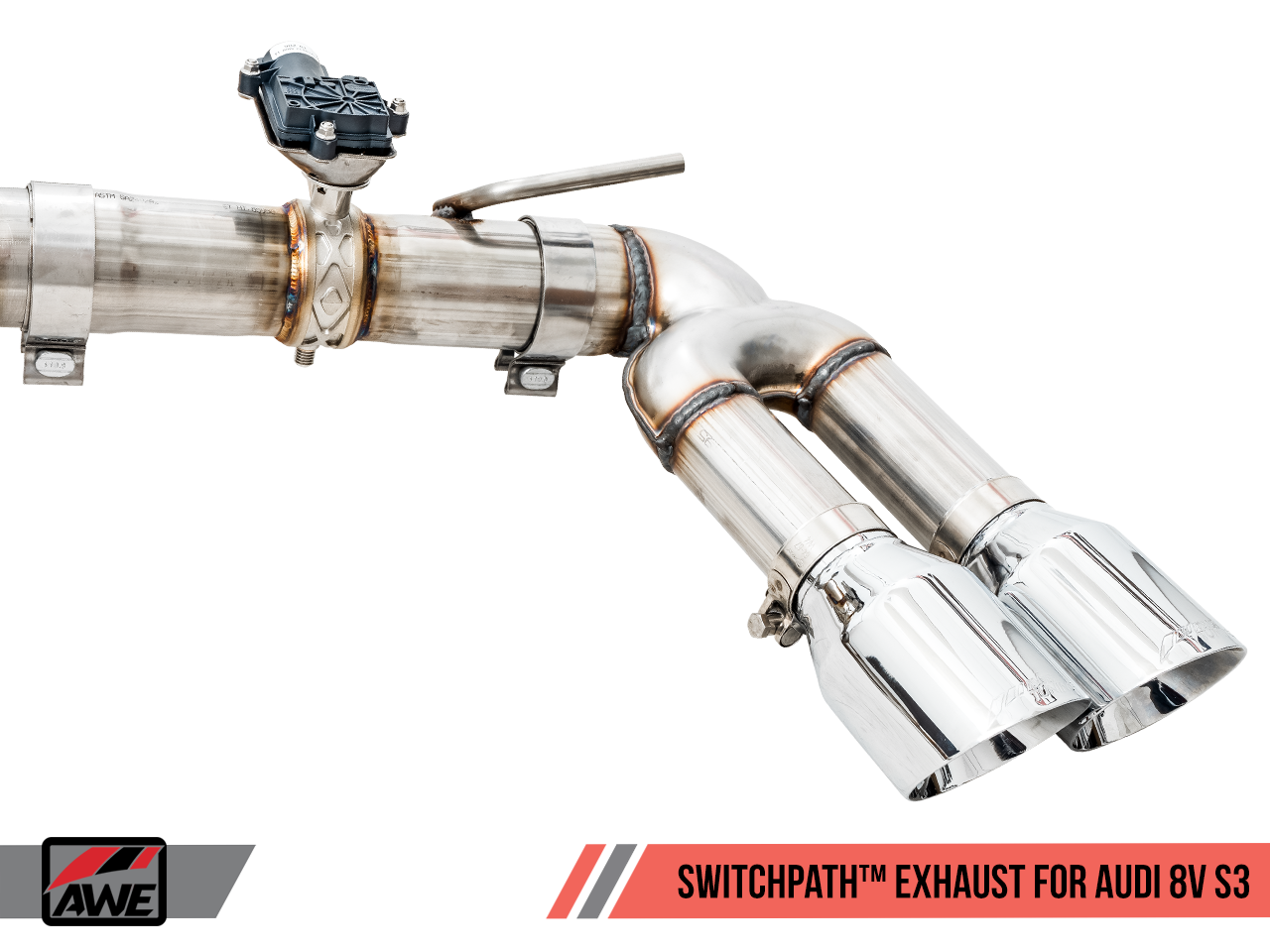 AWE Tuning SwitchPath Exhaust for Audi 8V S3 - Chrome Silver Tips, 102mm