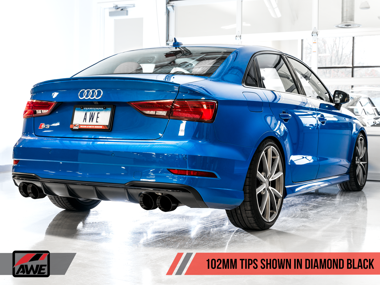 AWE Tuning SwitchPath Exhaust for Audi 8V S3 - Diamond Black Tips, 102mm