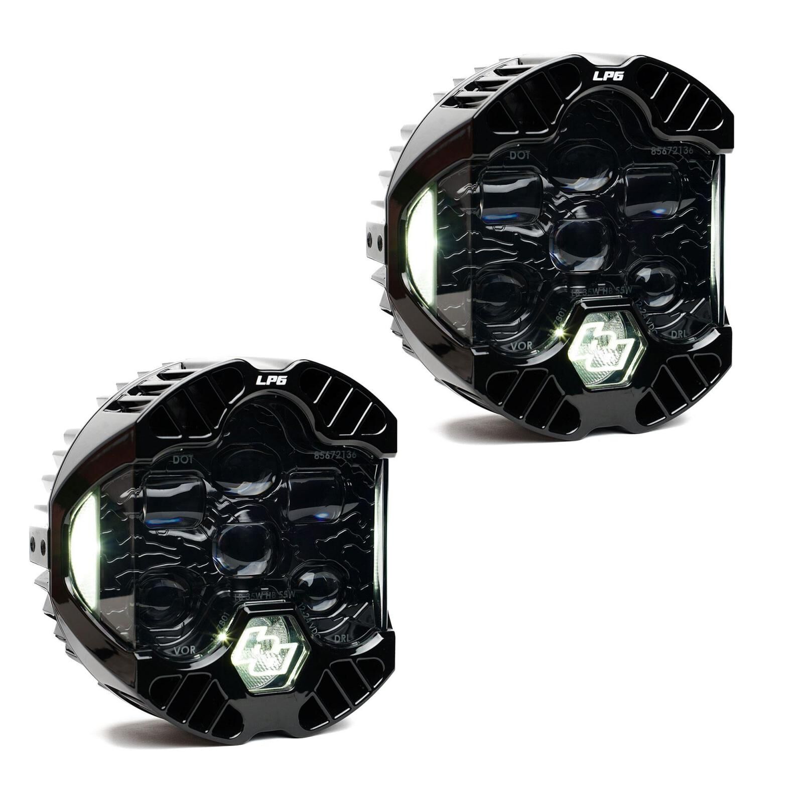 DOT LP6 LED Headlight Replacement Pair Universal (White) by Baja Designs - 18-7801