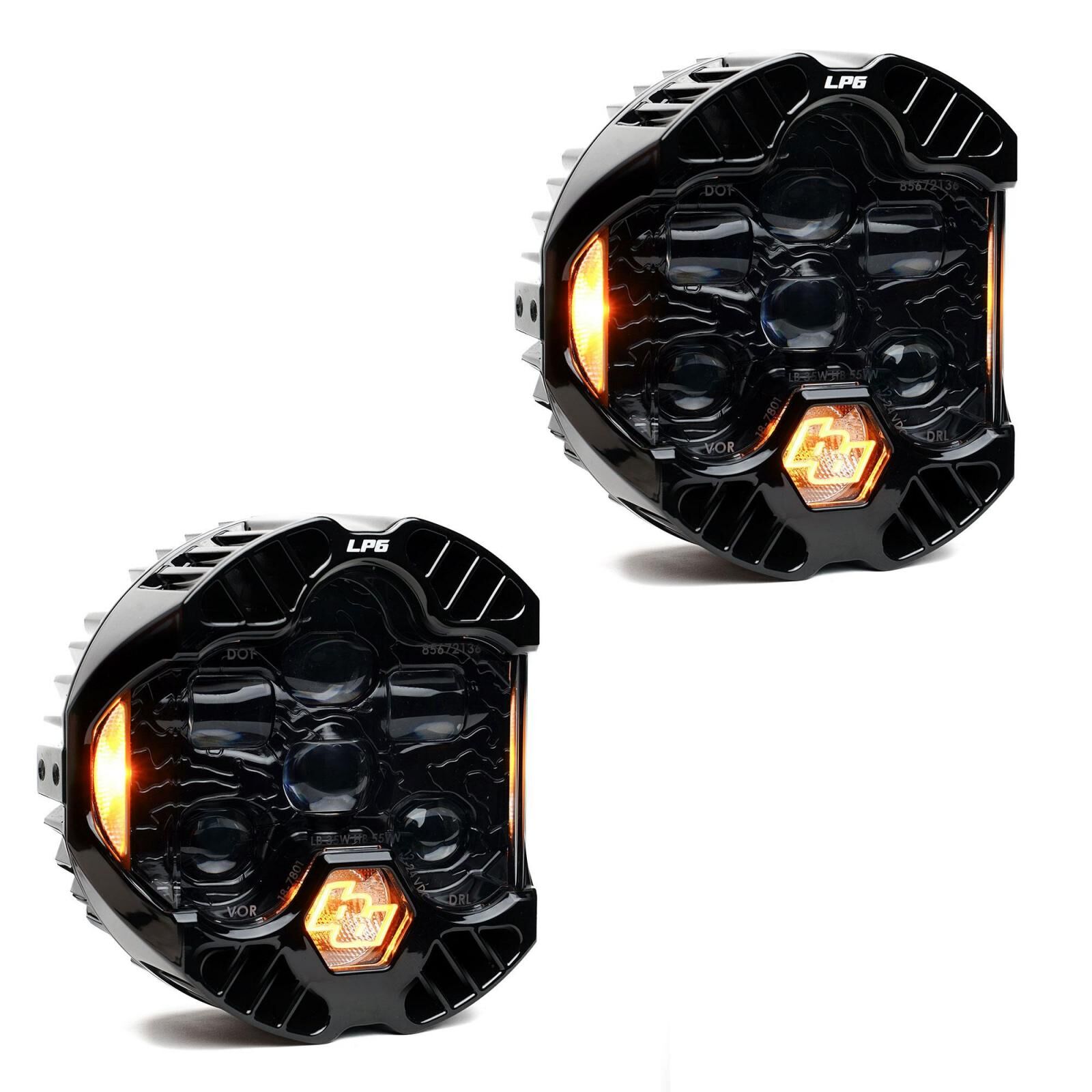 DOT LP6 LED Headlight Replacement Pair Universal (Amber) by Baja Designs - 18-7802
