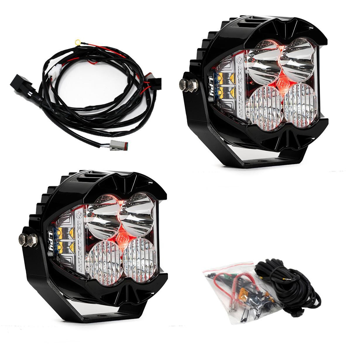 LP4 Pro LED Auxiliary Light Pod Pair Light Pattern Driving/Combo Red Backlight by Baja Designs - 297814