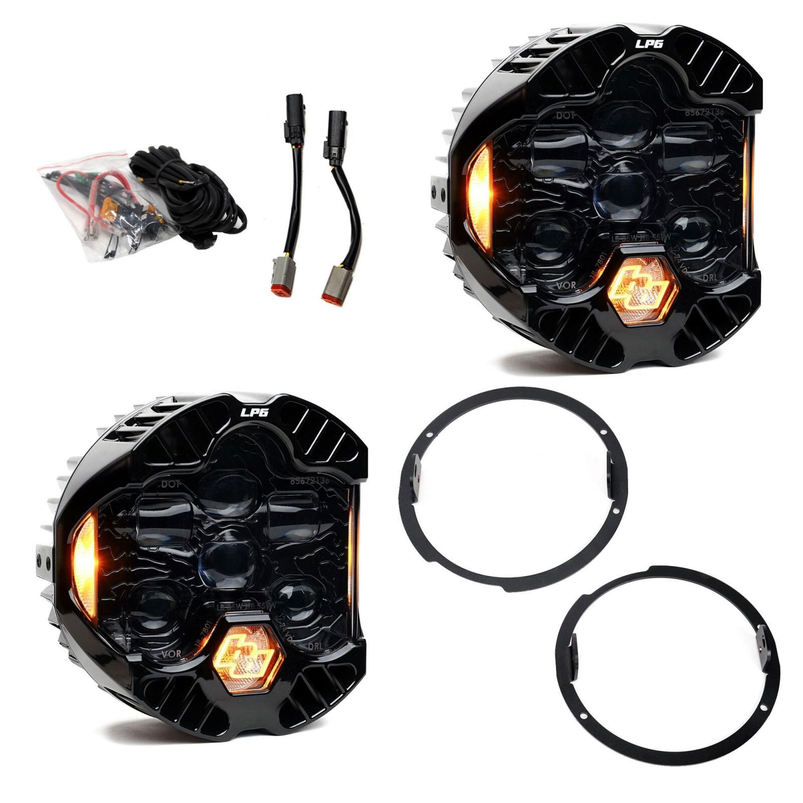 DOT LP6 LED Headlight Kit Jeep 2007-2018 Wrangler JK w/LED Headlights (Amber) by Baja Designs - 44-8311