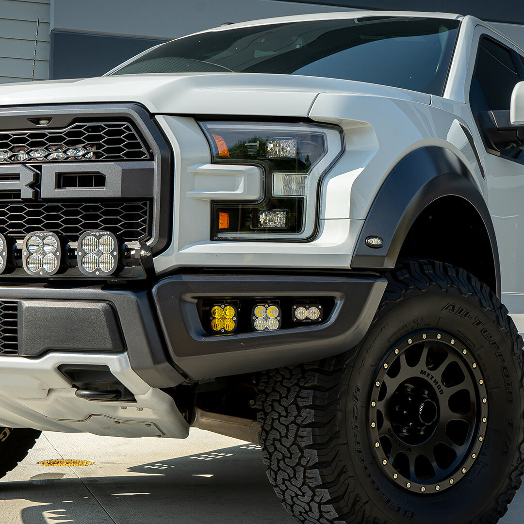 Raptor Fog Light Kit 17-18 F-150 Raptor Fog Pocket Kit Baja Amber SAE Sportsmen by Baja Designs - 447717