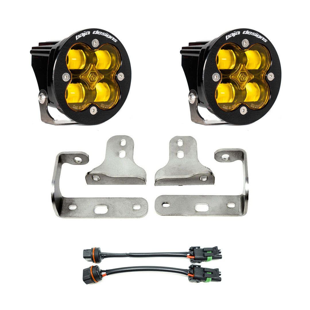 Jeep JL Fog Light Squadron-R SAE 18-Pres Wrangler JL Sport/Sport-S Fog Pocket Kit Baja Amber by Baja Designs - 447722