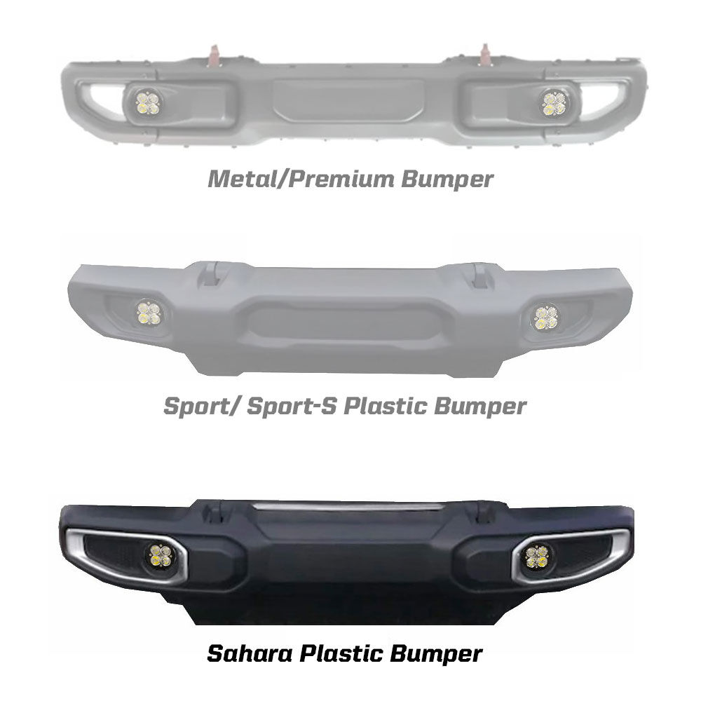 Jeep JL Fog Pocket Kit For 18-20 Wrangler JL Sahara Squadron Baja Amber Lens SAE FPK by Baja Designs